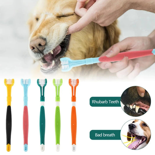 Three-Sided Pet Toothbrush for Dogs & Cats