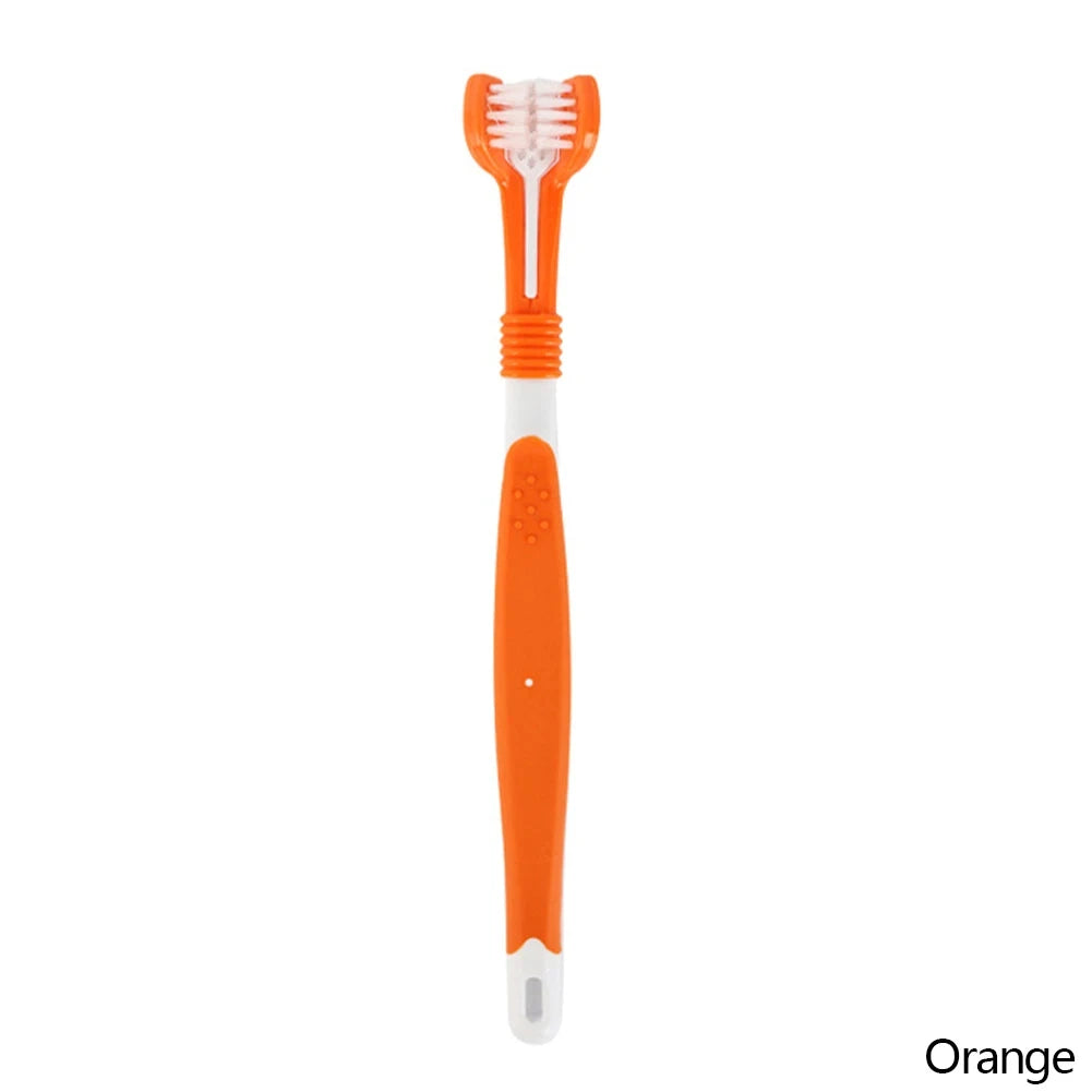 Three Sided Pet Toothbrush Three-Head Multi-angle Toothbrush Cleaning Dog Cat Brush Bad Breath Teeth Care Tool Cleaning Mouth