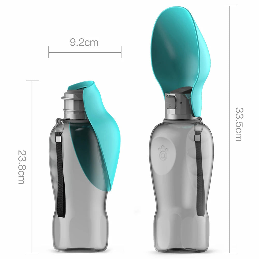 Portable Dog Water Bottle with Travel Bowl, 800 ml