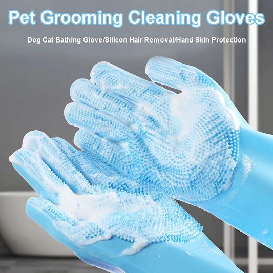 Pet Grooming Gloves for Bathing, Brushing and Massage