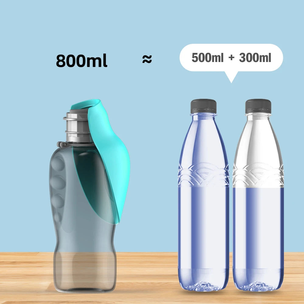 Portable Dog Water Bottle with Travel Bowl, 800 ml